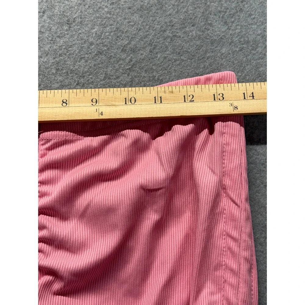 Pink Ribbed Ruched Stacked Leggings High Waisted Tie Hem Pants 2XL